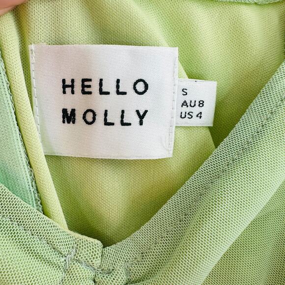 HelloMolly Bachelorette Approved Dress green Women's 4 ruched long sheer Sleeve - Picture 3 of 11